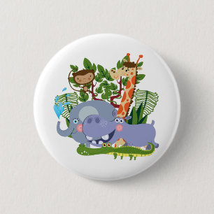 Macaron Rond 5 Cm Cute Safari Animals