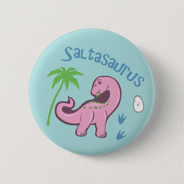 Macaron Rond 5 Cm Cute Saltasaurus (Devant)