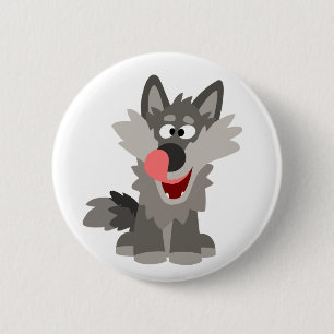 Macaron Rond 5 Cm Cute Silly Cartoon Wolf