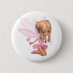 Macaron Rond 5 Cm Cute Toon Ballerina Fée en rose