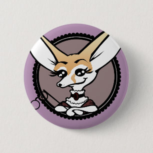 MACARON ROND 5 CM CUTE VINTAGE STYLE CARTOON FENNEC FOX BUTTON