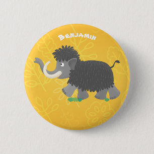 Macaron Rond 5 Cm Cute woolly mammoth cartoon illustration