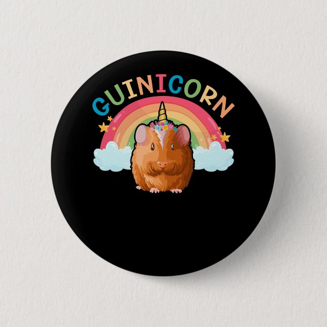 Macaron Rond 5 Cm CuteUnicorn Guinée fille porc (Devant)