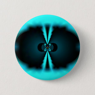 Macaron Rond 5 Cm Cyan et Black Abstrait Art Print