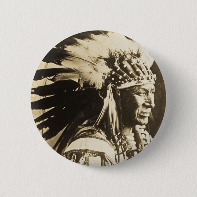 Macaron Rond 5 Cm Cygne blanc en chef de Lakota Sioux (Devant)
