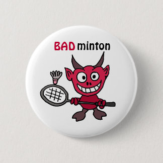 Macaron Rond 5 Cm CZ- Devil Jouer BADminton Cartoon