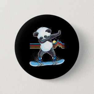 Macaron Rond 5 Cm Dab Dance Panda Snowboard Ski Dabbing Panda