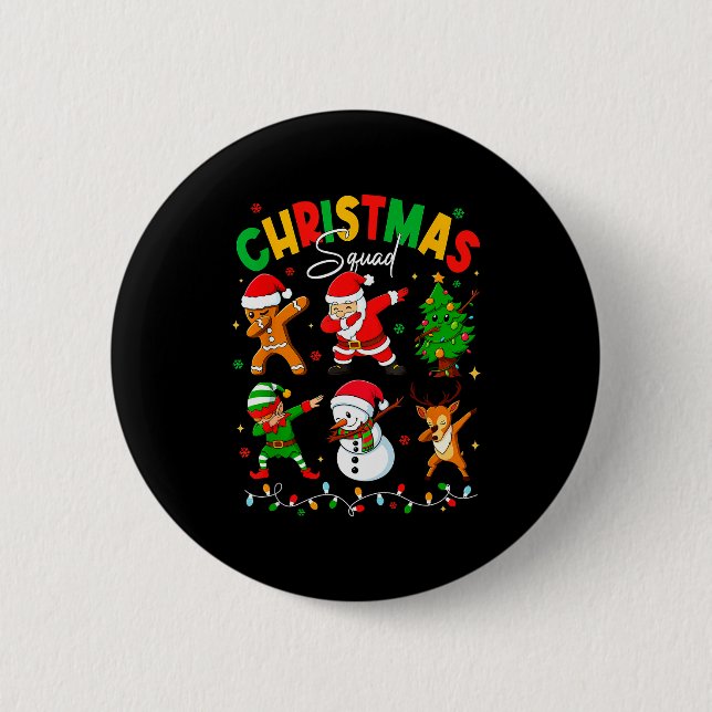 Macaron Rond 5 Cm Dabbing Christmas Squad Santa Elf Family Matching  (Devant)
