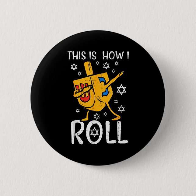 Macaron Rond 5 Cm Dabbing Dreidel Ugly Hanukkah Funny Chanukah Men W (Devant)