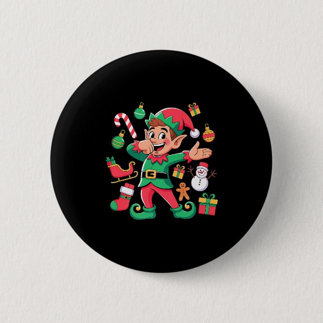 Macaron Rond 5 Cm Dabbing Elf Santa Sleigh Snowman Funny Dabbing Chr (Devant)