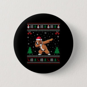 Macaron Rond 5 Cm Dabbing Er Spaniel Chien Santa Hat Garçons Christ 