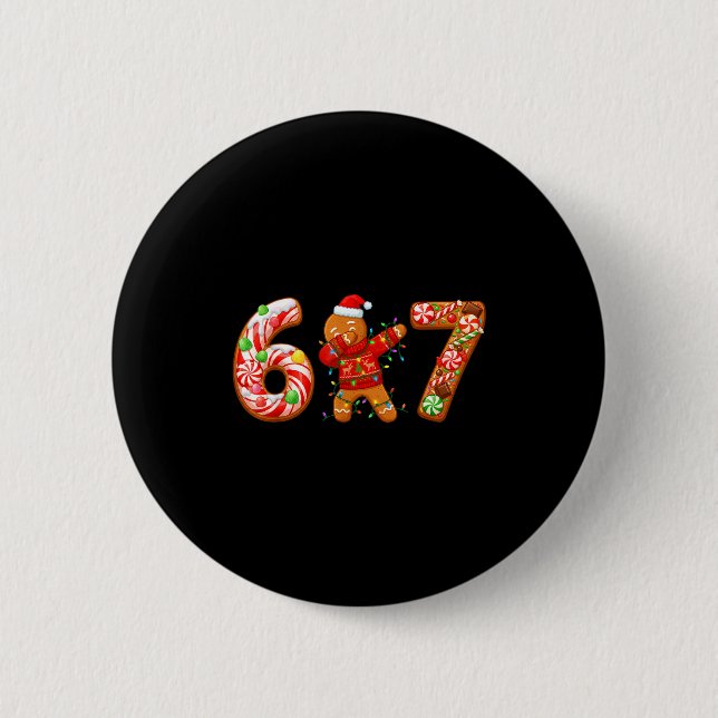 Macaron Rond 5 Cm Dabbing Gingerbread Man 67 Meme Candy Christmas Sw (Devant)