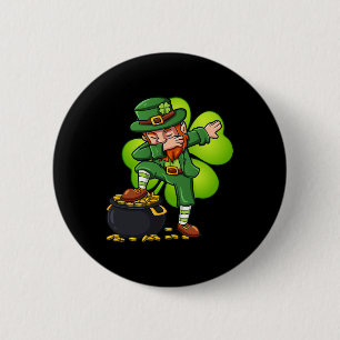 Macaron Rond 5 Cm Dabbing Leprechaun Avec Clover St Patrick's Day