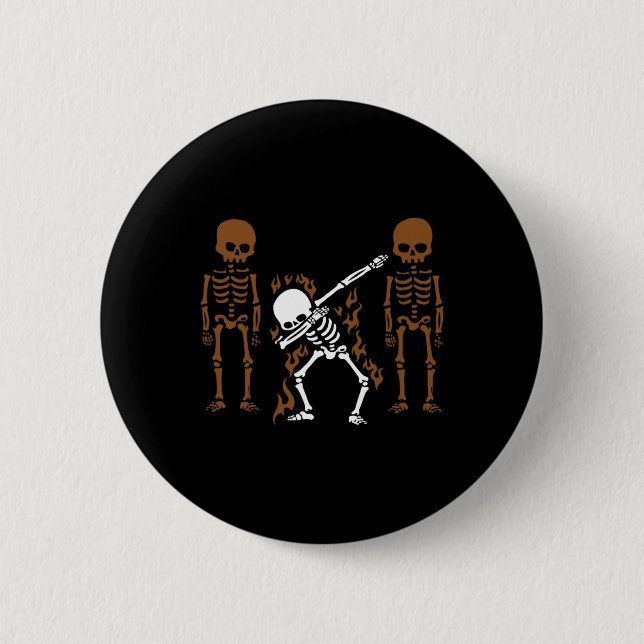 Macaron Rond 5 Cm Dabbing Skeleton Dab Dance Halloween Cadeau (Devant)