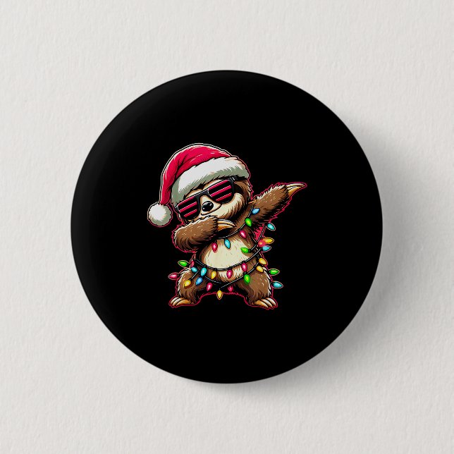 Macaron Rond 5 Cm Dabbing Sloth Xmas For Kids Boys Girl Sloth Lover  (Devant)