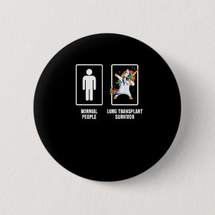 Macaron Rond 5 Cm Dabbing Unicorn Transplant pulmonaire Survivant Or