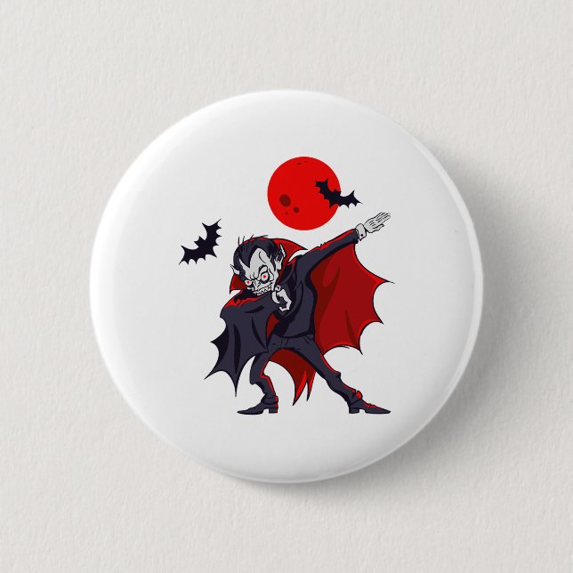 Macaron Rond 5 Cm Dabula Vampire Comte D'Halloween Dabula Gif (Devant)