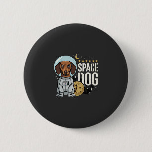 Macaron Rond 5 Cm Dachshund Chien Spatial Astronaute Vecteur