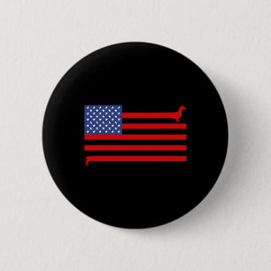 Macaron Rond 5 Cm Dachshund drôle Drapeau Usa 4 Juillet Patriotique 