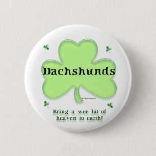 Macaron Rond 5 Cm Dachshund Heaven; Saint Patrick's day Dachshund