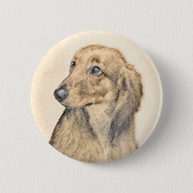 Macaron Rond 5 Cm Dachshund (Longhaerien) Peinture - Art Chien origi (Devant)