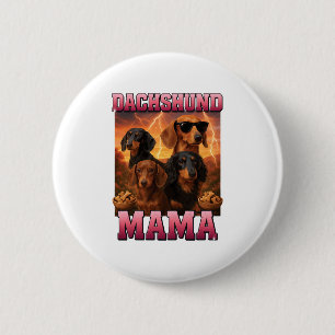 Macaron Rond 5 Cm Dachshund Mama