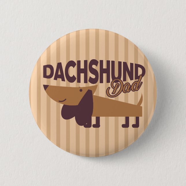 Macaron Rond 5 Cm Dachshund Papa, Bouton rond De 2¼ Pouce (Devant)