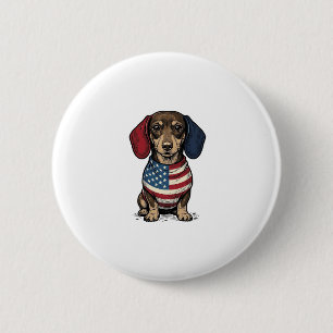 Macaron Rond 5 Cm Dachshund patriotique gravure vintage vecteur créa