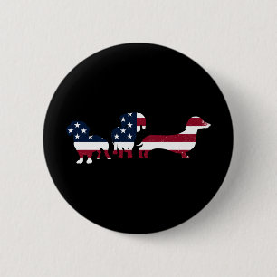 Macaron Rond 5 Cm Dachshund Quatrième 4 juillet Chiens Patriotiques