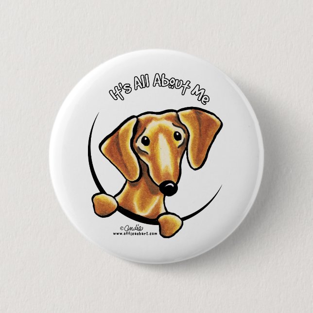 Macaron Rond 5 Cm Dachshund Rouge Doux Tout Sur Moi (Devant)