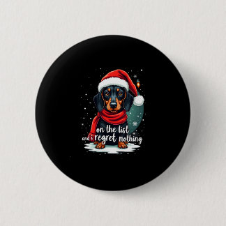 Macaron Rond 5 Cm Dachshund Santa On The Naughty List Dachshund Chri