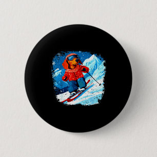 Macaron Rond 5 Cm Dachshund ski