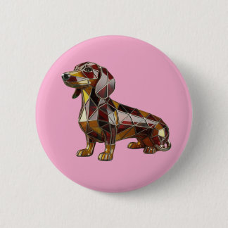 Macaron Rond 5 Cm Dachshund Stained Glass Button