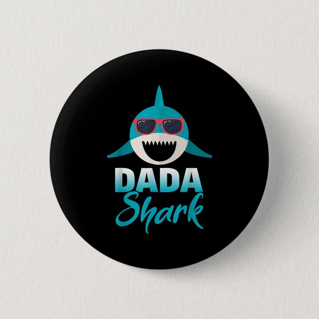 Macaron Rond 5 Cm Dada Shark Portant un Cool Sungles Papa (Devant)