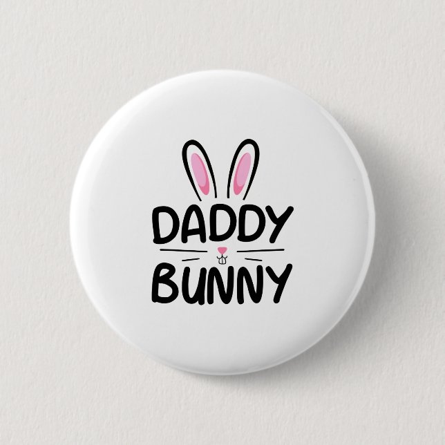 Macaron Rond 5 Cm Daddy Bunny Matching Famille Pâques Papa Cadeau (Devant)