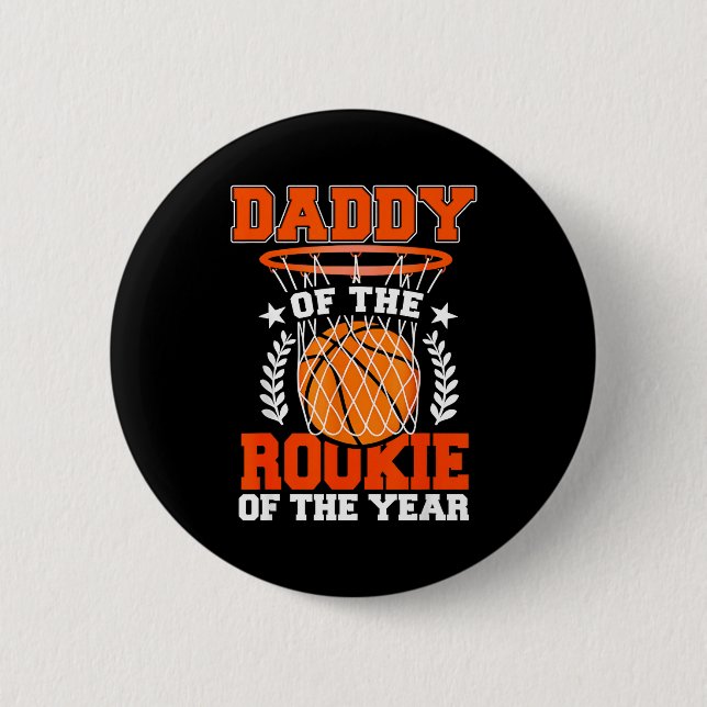 Macaron Rond 5 Cm Daddy Of Rookie 1st Basketball Bday Theme Matching (Devant)