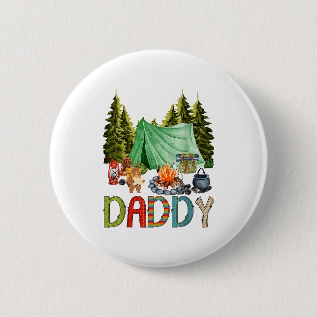 Macaron Rond 5 Cm Daddy Of The Happy Camper 1st Birthday Bear Camng  (Devant)