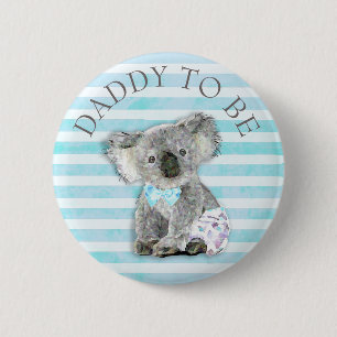 Macaron Rond 5 Cm DADDY to be Baby shower button Koala Bear Theme