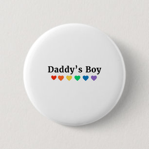 Macaron Rond 5 Cm Daddy's Boy, Pride Rainbow Hearts, Funny Cool LGBT