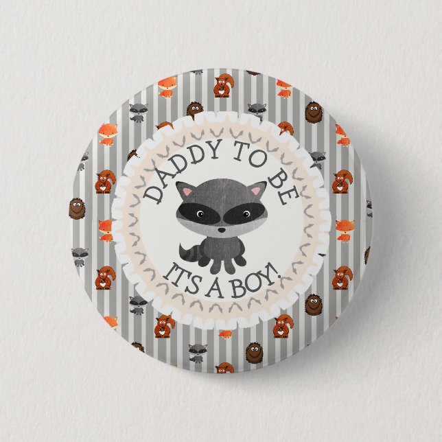 Macaron Rond 5 Cm DaddyTo Be Bouton Woodland Thème Aninmal (Devant)