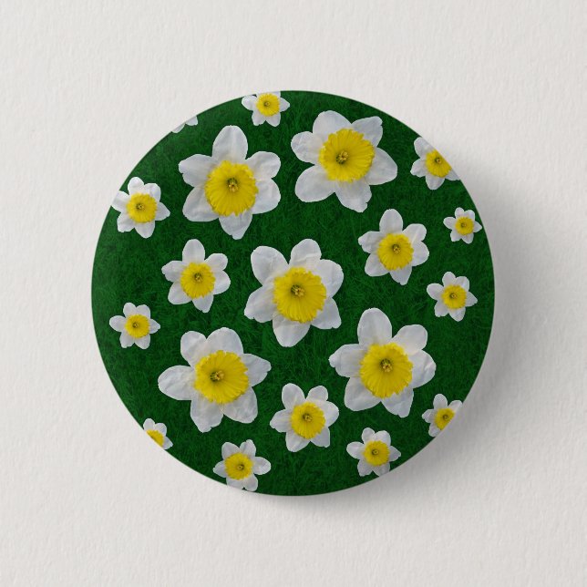 Macaron Rond 5 Cm Daffodiques de printemps (Devant)