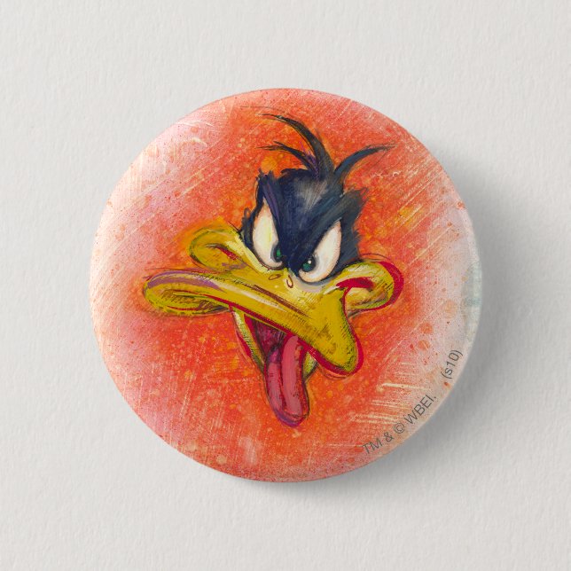 Macaron Rond 5 Cm DAFFY DUCK™ en orange (Devant)