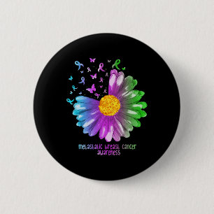 Macaron Rond 5 Cm Daisy Butterfly Metastatic Breast Cancer Awareness