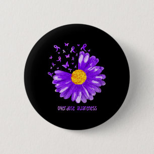 Macaron Rond 5 Cm Daisy Butterfly Purple Ribbon