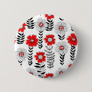 Macaron Rond 5 Cm Daisy dooda en rouge et noir