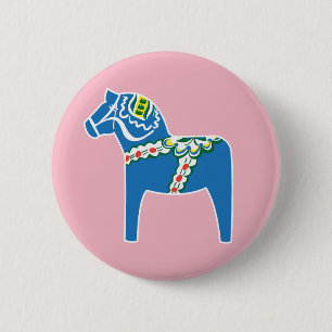 Macaron Rond 5 Cm Dalahäst Dala cheval bleu