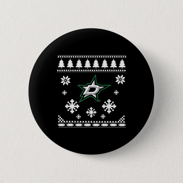 Macaron Rond 5 Cm Dallas Stars Ugly Christmas Sweater Holidaze (Devant)