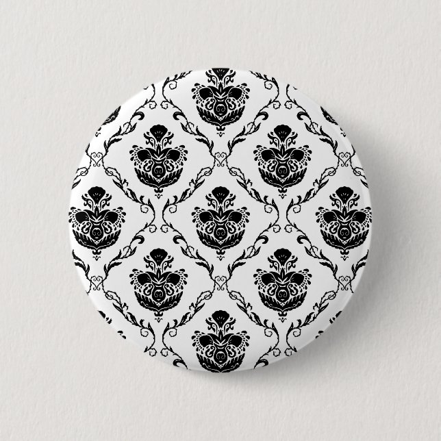 Macaron Rond 5 Cm Damas noir traditionnel (Devant)