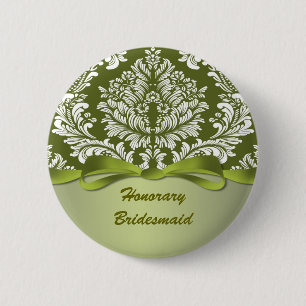 Macaron Rond 5 Cm Damask green Mariage honoraire Bridesmaid