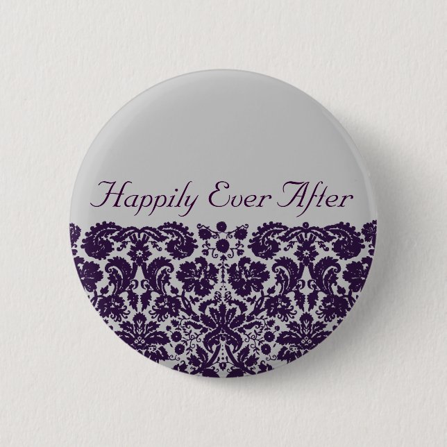 Macaron Rond 5 Cm Damask Purple Mariage (Devant)